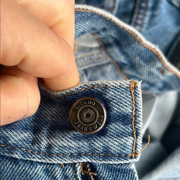 VTG 80S/90S GITANO medium wash blue Denim Frayed Hem Women's high rise cut off S - Picture 3 of 7